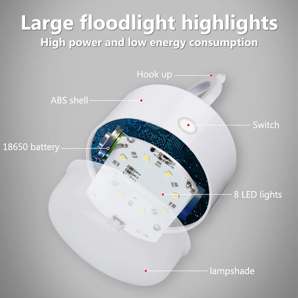 Led Emergency Camping Light 
Portable Tent Hanging Lamp
Rechargeable Night Light Lantern Adjustable for Hiking ,Fishing ,Outdoor
Charges w USB