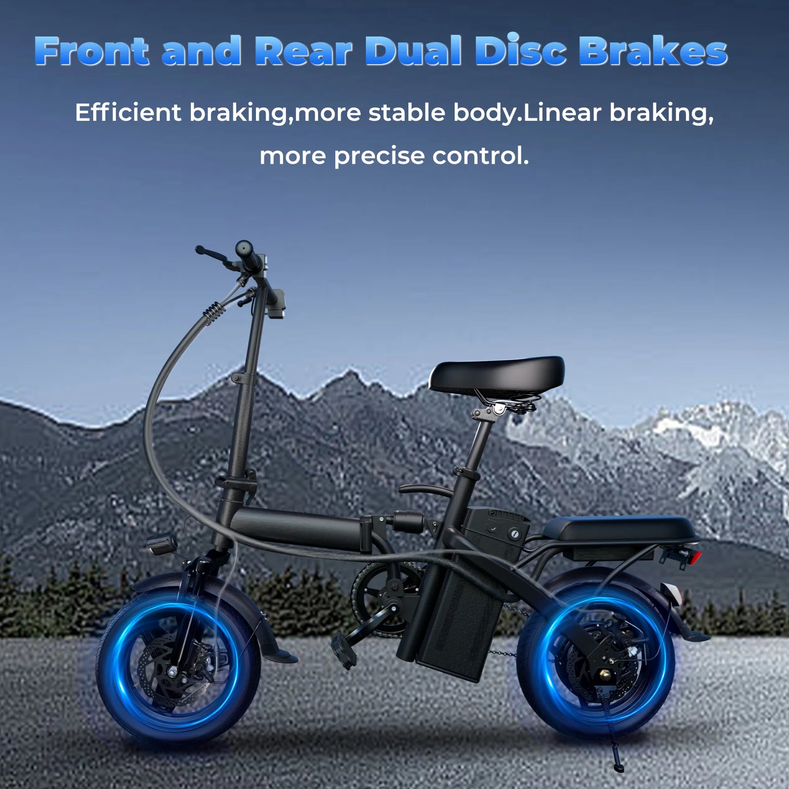 LELEKUAI 500W Adult Electric Bike, 20 MPH, 
48V 10.4Ah Removable Battery, 
14 Inch        Folding , Multi-Shock Absorption