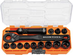 Klein Tools 65400KNECT KNECT Essential Pass Through Impact Socket Set, SAE and Metric, 90-Toot 3/8-Inch Drive, 28-Piece