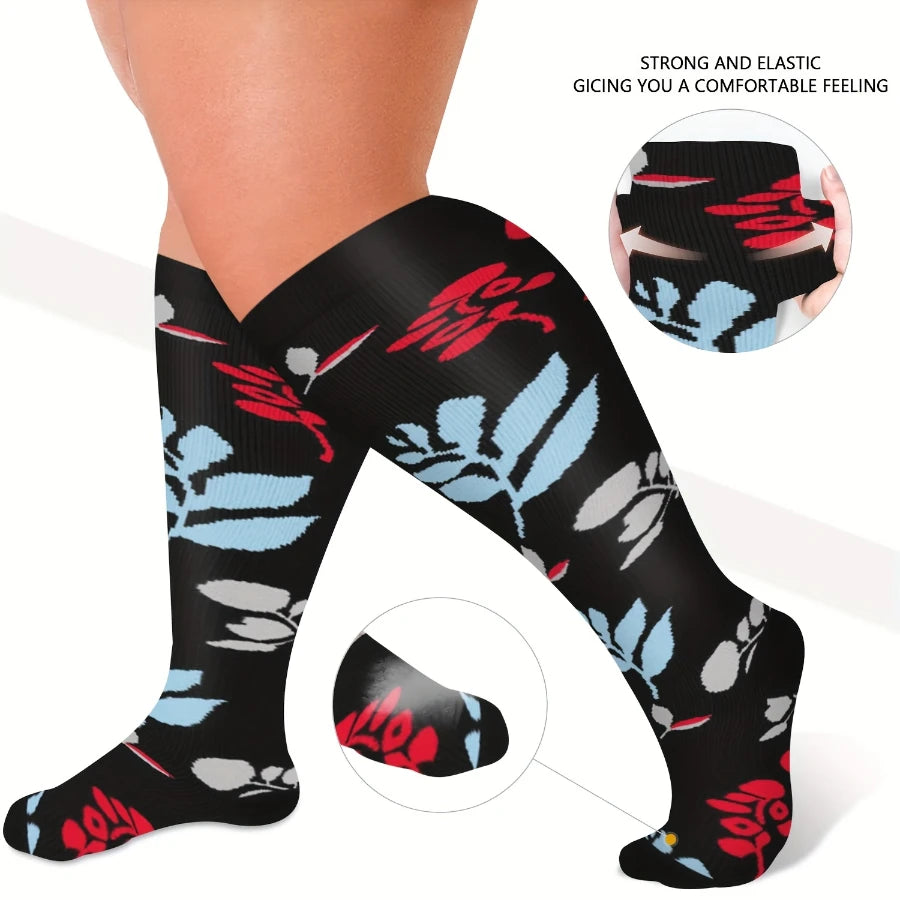 4 Pairs --Plus Size,    Compression Socks For Men And Women - 
Support Knee-High Socks, Ideal for Running, Cycling, Travel, and Soccer