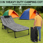 Portable Folding Camping Cot -
3-Position Adjustable Reclining Lounge Chair
 with Pillow, Outdoor Sleeping Bed (68cm Wide)