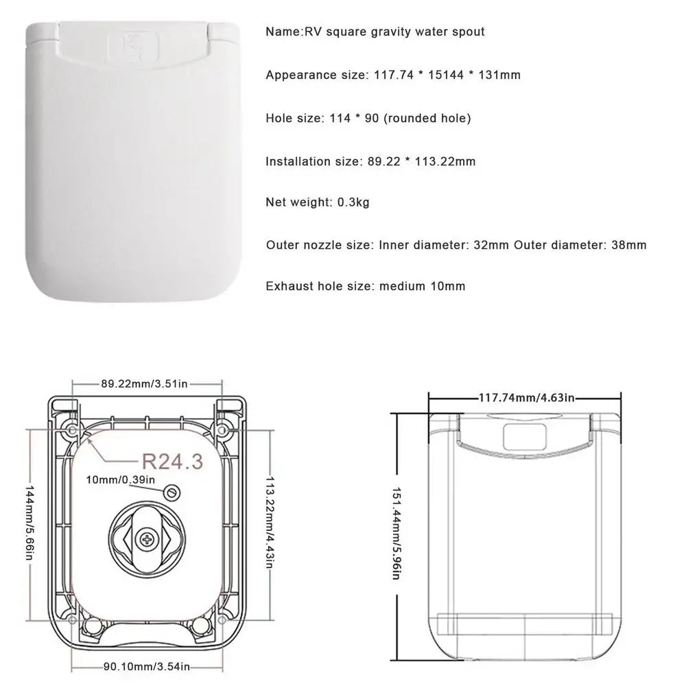 Camper Gravity Water Inlet With Magnetic Cover RV 
Fresh Water Fill Hatch
 Inlet Filter Lockable RV Water Inlet Cover Trailer Tank