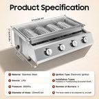 4 Burners , BBQ Propane Gas Grill.
Removable Smokeless Barbecue Grill
Portable for Outdoor Patio Garden