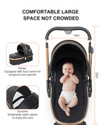 PU Leather Baby Stroller 2 in 1 Travel System 
High Landscape Portable Baby Pram
Newborns Aluminum Frame Baby Carriage
