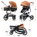 Baby Stroller High-Land scape Baby Carriage 
Adjust Position for Infant Toddler Portable
Folding Pram Reversibale Stroller 2in1