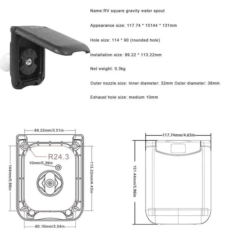 Camper Gravity Water Inlet With Magnetic Cover RV 
Fresh Water Fill Hatch
 Inlet Filter Lockable RV Water Inlet Cover Trailer Tank