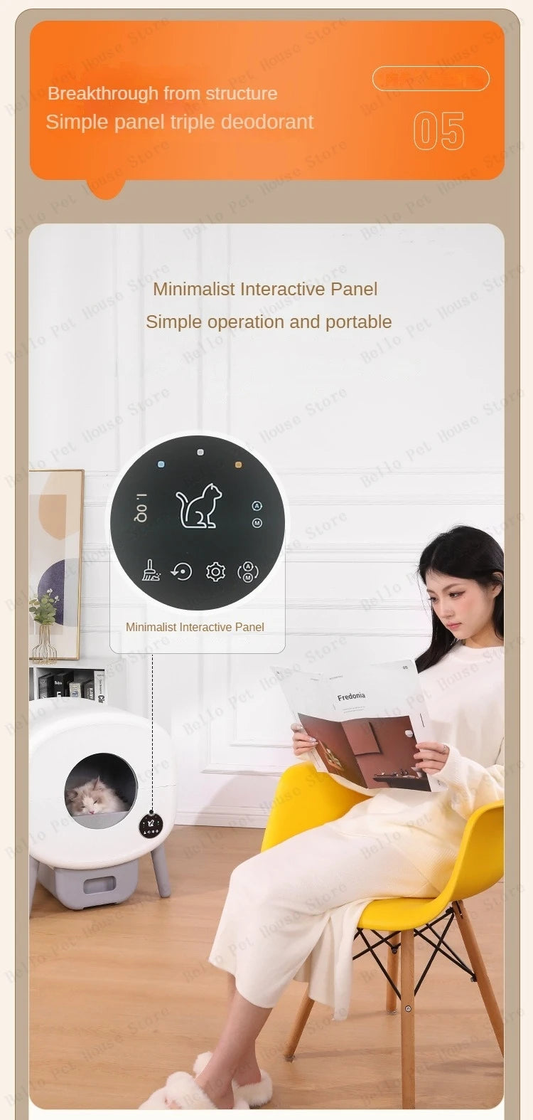 Automatic Smart Cat Toilet,   Electric Litter Box Can Be Remotely Controlled By App enclosed
