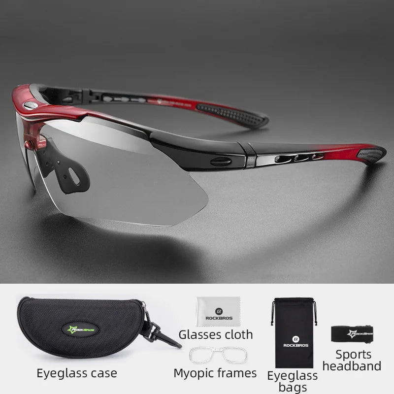 ROCKBROS Bicycle Glasses Photochromic Lens Outdoor Eyewear Goggles UV400 Sports Riding Cycling Sunglasses MTB Road Bike Glasses