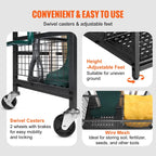 VEVOR Garden Tool Organizer, 16 Slots, Hooks, Tower Rack, Wheels, Garage, Long-Handled Tools, Rake, Broom, Metal Stand