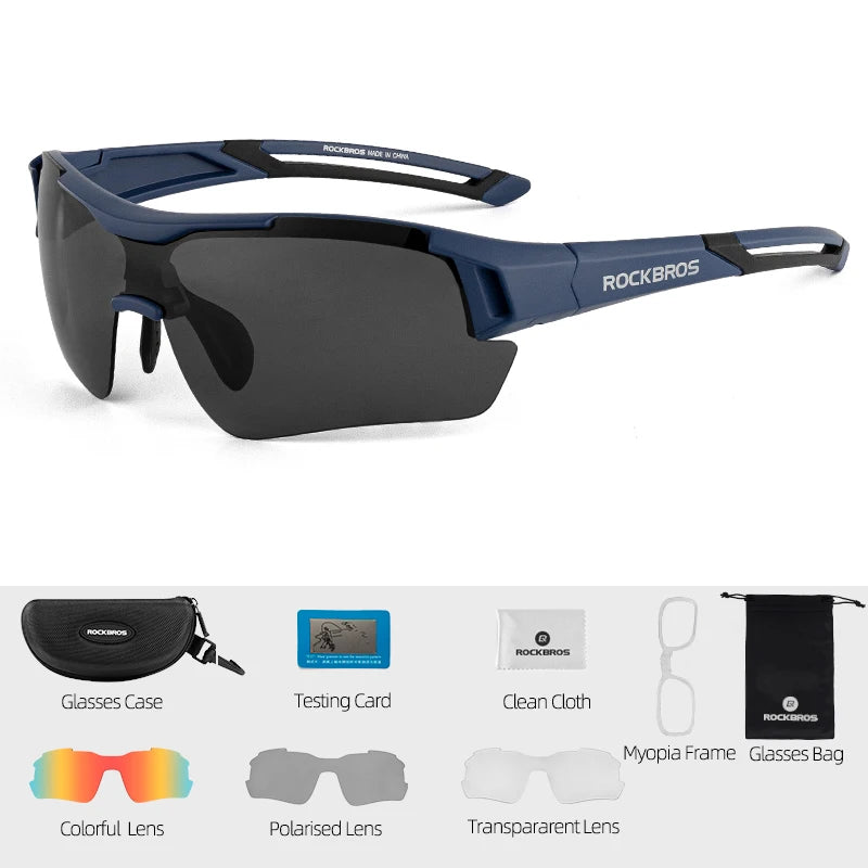 ROCKBROS 3 Lens Bicycle Glasses Adjustable Polarized Bicycle Sunglasses Eyewear Men Women Sports MTB Road Cycling Glasses