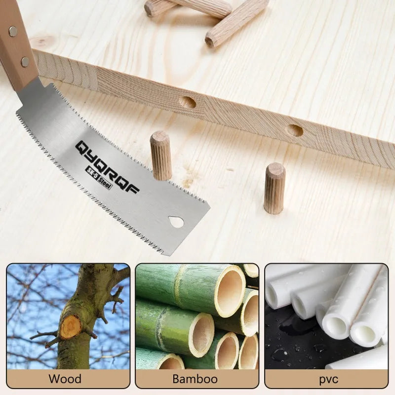 QYQRQF Mini Hand Saw, 6 Inch 
Japanese Pull Saw with Double Edges
 15/17 TPI Flush Cut Saw for Woodworking DIY Projects