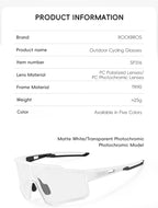 ROCKBROS Cycling Glasses Polarized Photochromic Sunglasses Glasses Cycling Outdoor Sports UV400 MTB Road Women Men Bike Goggles
