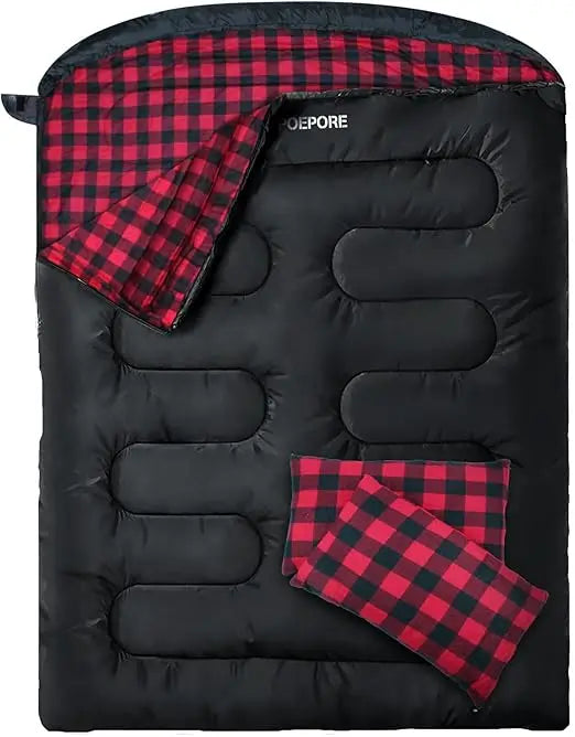 XXL Queen Size Two Person Flannel Sleeping Bag for Adults with 2 Pillows, 
Ideal for Camping and Outdoor Adventures