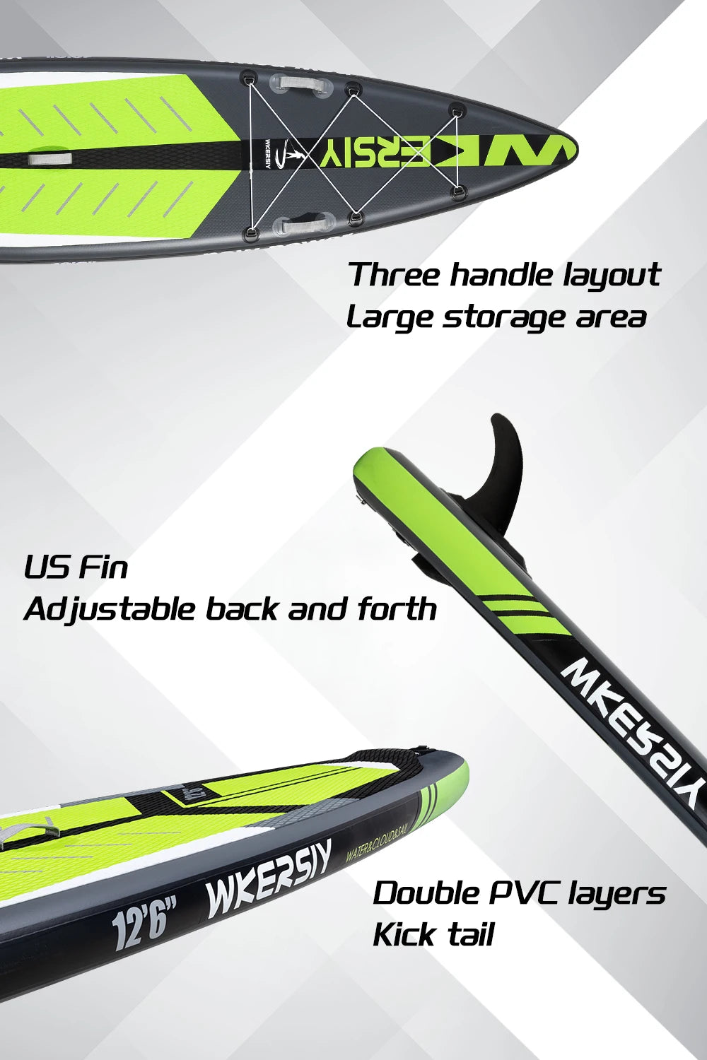 12'6 SUP inflatable paddle board 30" width for racing paddling solo stand up paddle board