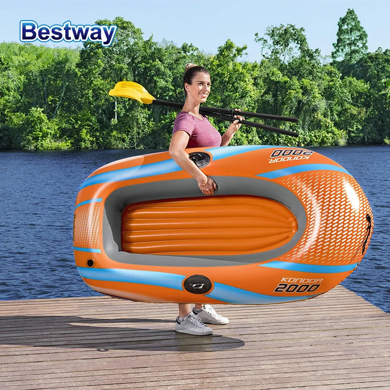 Bestway 61142 1-3 Person Heavy Duty Inflatable Kayak -
 Long Lasting PVC Rafting Adventure Boat for Thrilling Water