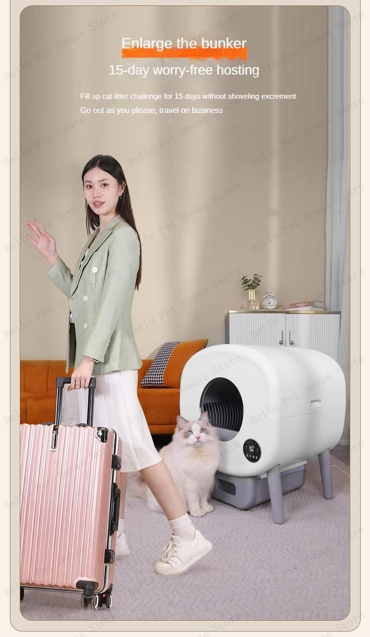 Automatic Smart Cat Toilet,   Electric Litter Box Can Be Remotely Controlled By App enclosed