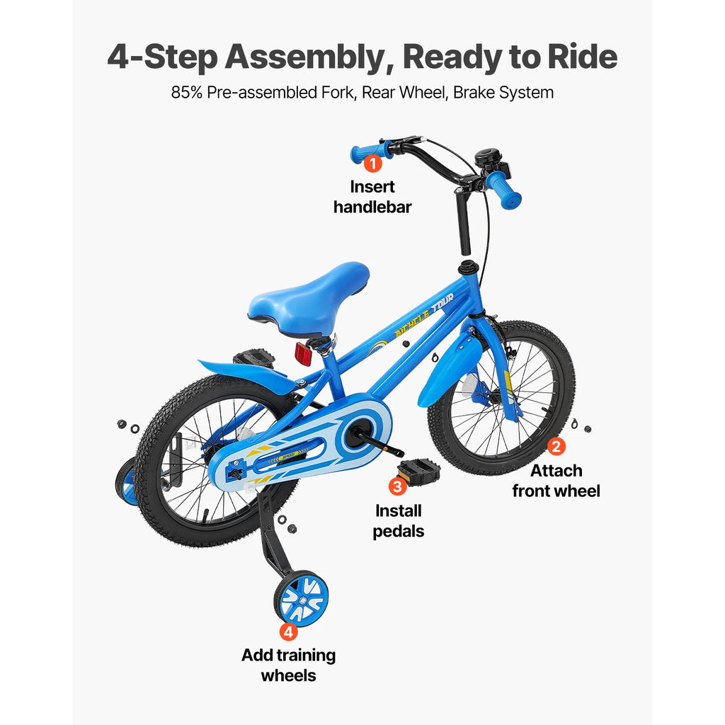 SucceBuy 14/16/18in Kids Bike BMX Style Children 
Bicycle with Training Wheels Toddler Bike for Boys & Girls Learning to Ride