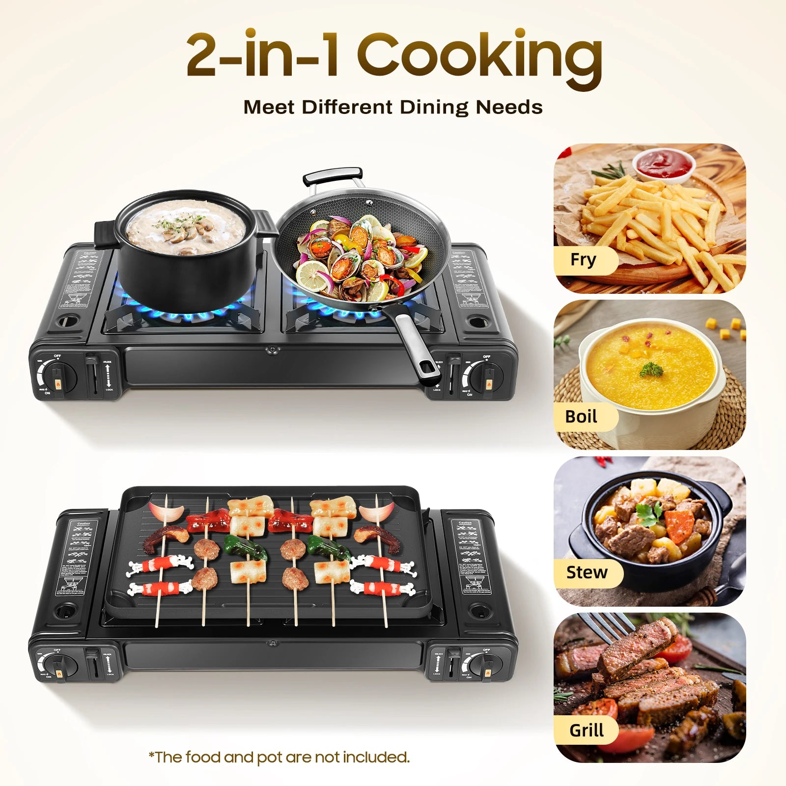 Butane Gas Camping Stove 
Dual Burner Portable Outdoor Grill for Picnic Hiking Trekkin