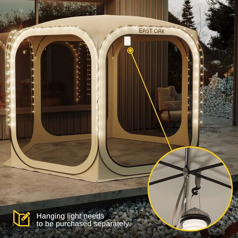 Portable 12x12 Outdoor Shade Room Tent 
with Carry Bag for Patio, Backyard, and Outdoor Activities, Beige