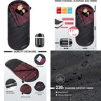 Adults Extra Wide XL Waterproof Flannel Sleeping Bag, 
Cold Weather, Portable Big & Tall Camping Gear,