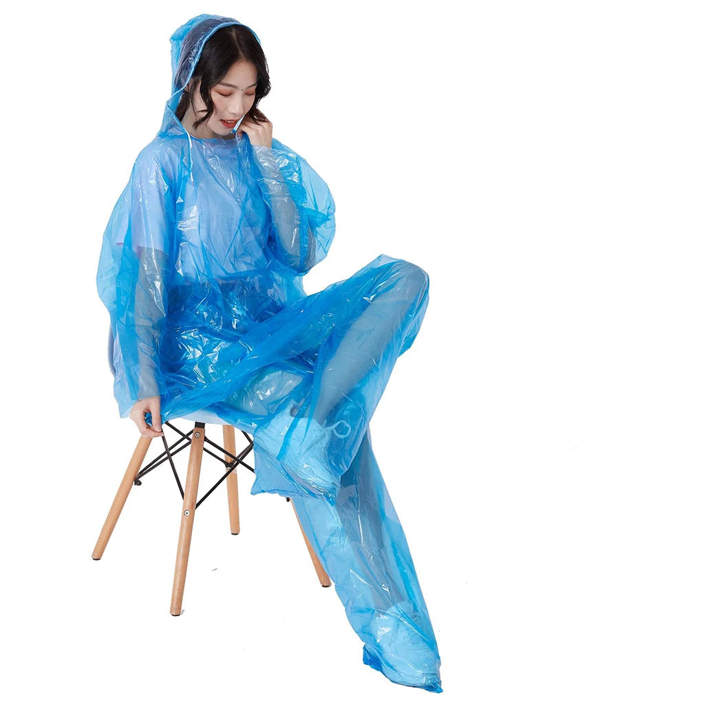 Disposable Raincoat Adult Emergency Waterproof , 
Hiking , Camping Hood Clothes Covers  Poncho Pants