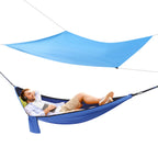 Blue Camping Hammock w/h Rain Fly Tarp Mosquito Net Tent Hammock for Backpacking and Travel