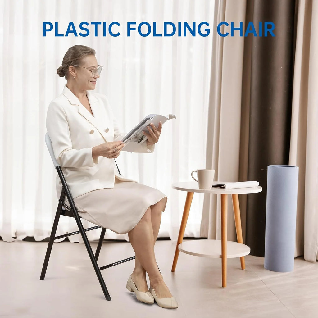 10 Pack Thicker 800 LBS White Folding Chairs, Commercial Grade for Events