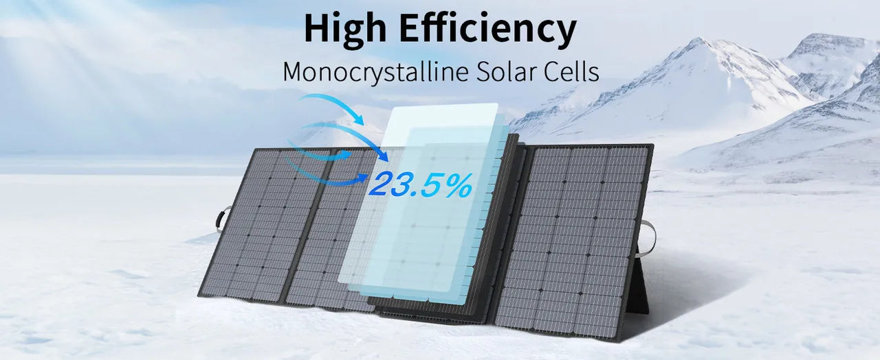 MHPOWOS 400W Portable Solar Panel, 
Lightweight Foldable Solar Panels with an Adjustable Kickstand, 
IP67 Waterproof Solar Charger