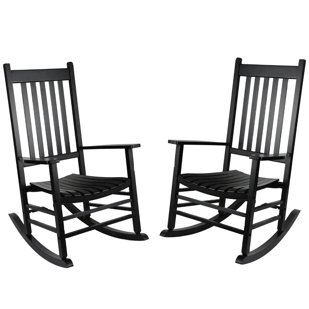 Wooden Rocking Chair Set - 2 Porch Rockers 
With Outdoor Side Table, Perfect for Indoor too