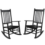 Wooden Rocking Chair Set - 2 Porch Rockers 
With Outdoor Side Table, Perfect for Indoor too