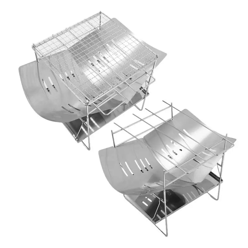 Camping Folding Campfire Grill Stainless Steel Firewood Stove Mini BBQ Rack Outdoor Fire Pit Portable Wood Stove Burner For Camp