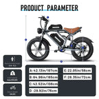 DEEPOWER S7Pro Off-Road Electric Bike 
1500W Motor 48V 60AH LG Battery 
Adults Mountain All-Terrain