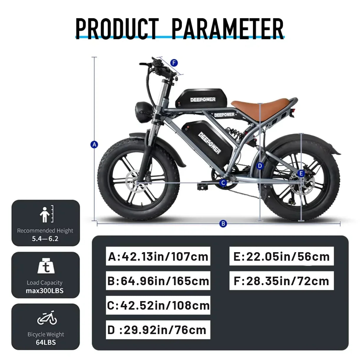 DEEPOWER S7Pro Off-Road Electric Bike 
1500W Motor 48V 60AH LG Battery 
Adults Mountain All-Terrain