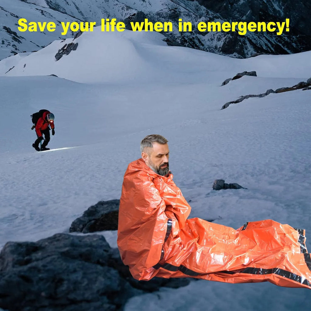 Compact & Lightweight Emergency Thermal Sleeping Bag -
Waterproof, Mylar - Enhanced for Outdoor Camping, EDC & First Aid Rescue