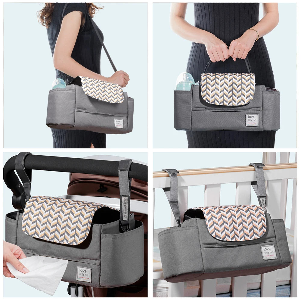 Universal Baby Stroller,  Organizer,  Expandable Diaper Bag with Shoulder Strap,
Cup Holder,Zipper pocket