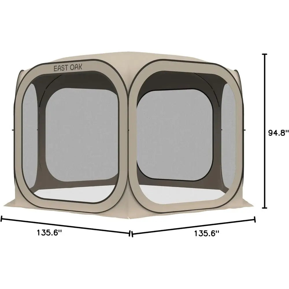 Portable 12x12 Outdoor Shade Room Tent 
with Carry Bag for Patio, Backyard, and Outdoor Activities, Beige