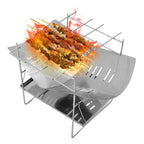 Camping Folding Campfire Grill Stainless Steel Firewood Stove Mini BBQ Rack Outdoor Fire Pit Portable Wood Stove Burner For Camp
