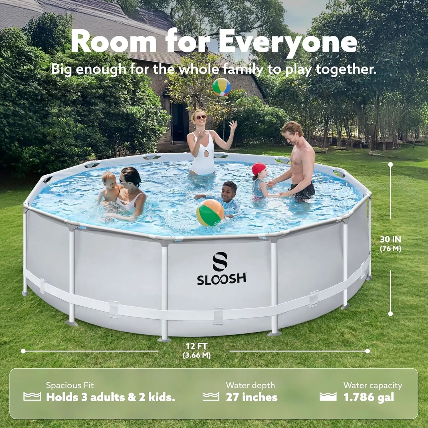 JOYFY Round Above Ground Pool 12ft/10ft/15ft Outdoor Round Frame 
 Set for Kids Adults with Filter Pump