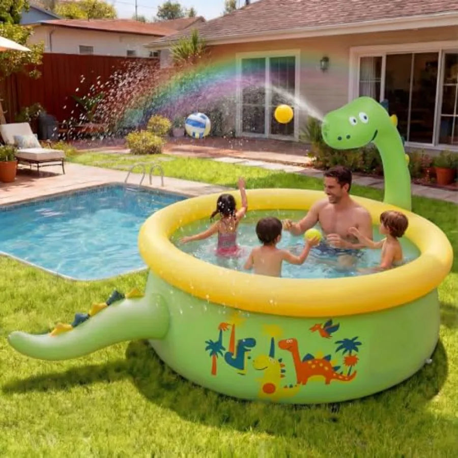 Dinosaur Inflatable Kiddie Pool Splash Pads for Toddlers with Sprinkler 
Outdoor Blow Up Mat Baby Dinosaur Play Swimming Pool