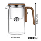 Glass Tea Pot Kettle Infuser 600ML/800ML Teapot Water Separation Inner Magnet One Click Magnetic Switchs Tea Filtration Kettle