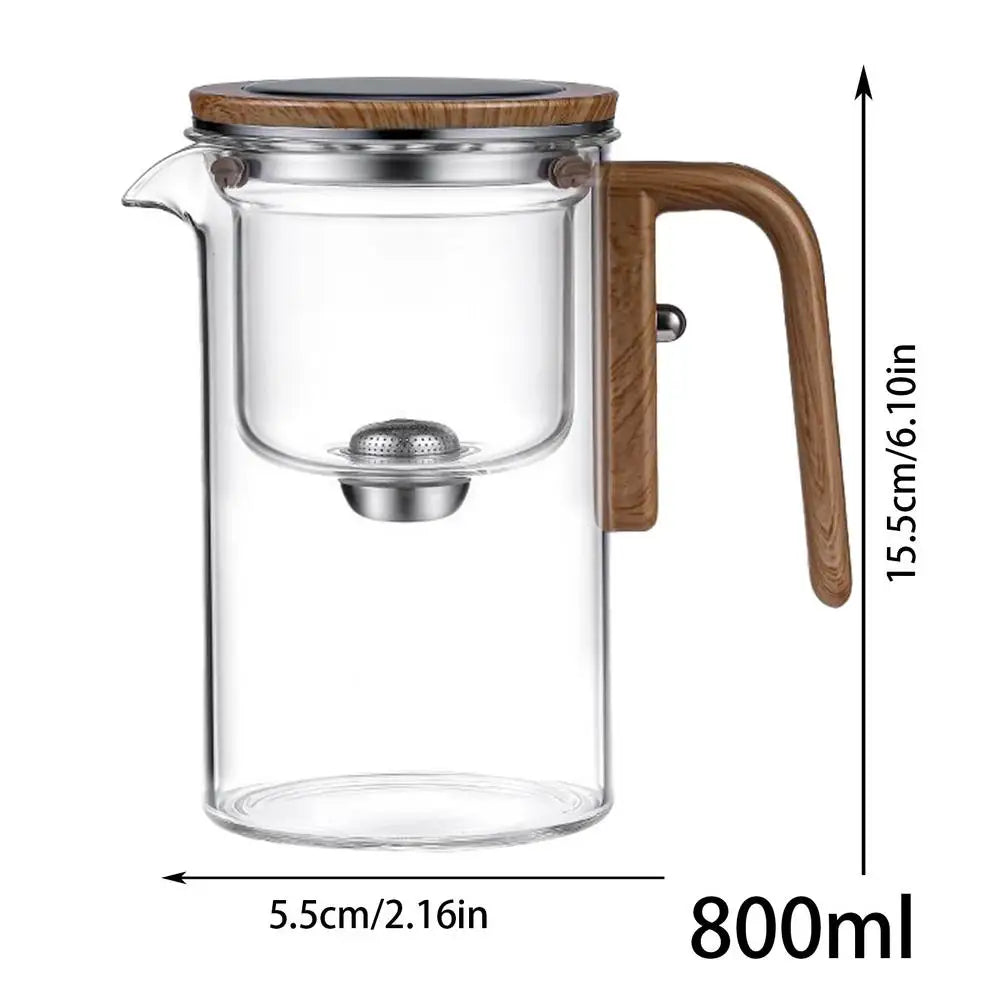 Glass Tea Pot Kettle Infuser 600ML/800ML Teapot Water Separation Inner Magnet One Click Magnetic Switchs Tea Filtration Kettle