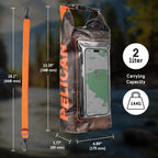 Marine IP68 Waterproof Dry Bag 2L -
Roll Top  w/Phone Pouch 
 Kayak, Camping, Beach & Travel Essentials