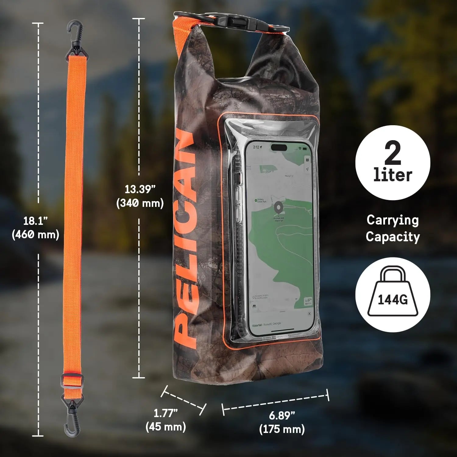 Marine IP68 Waterproof Dry Bag 2L -
Roll Top  w/Phone Pouch 
 Kayak, Camping, Beach & Travel Essentials