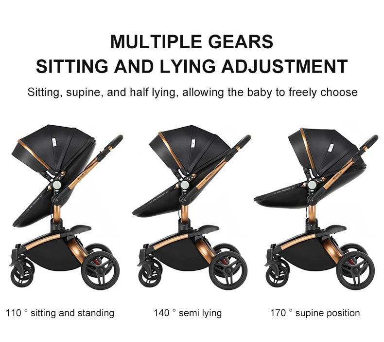 PU Leather Baby Stroller 2 in 1 Travel System 
High Landscape Portable Baby Pram
Newborns Aluminum Frame Baby Carriage