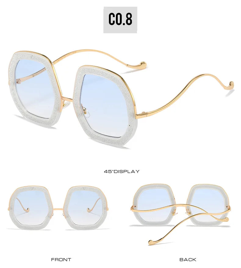 Oversized Polygon Sunglasses Women 2022 Luxury Diamond Shiny Crystal 
Men Shade Hipster Party Eyewear