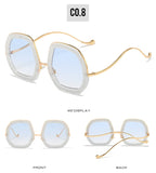 Oversized Polygon Sunglasses Women 2022 Luxury Diamond Shiny Crystal 
Men Shade Hipster Party Eyewear