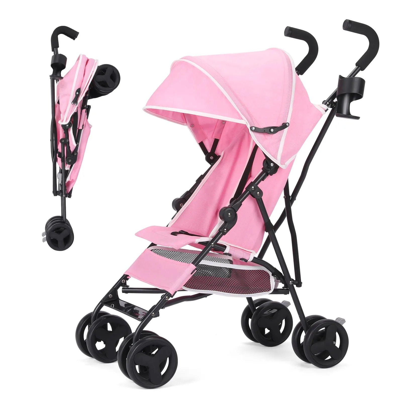 Umbrella Stroller, Lightweight Compact Foldable Baby Stroller 
for Travel, Easy One-Hand Fold, Multi-Position Canopy