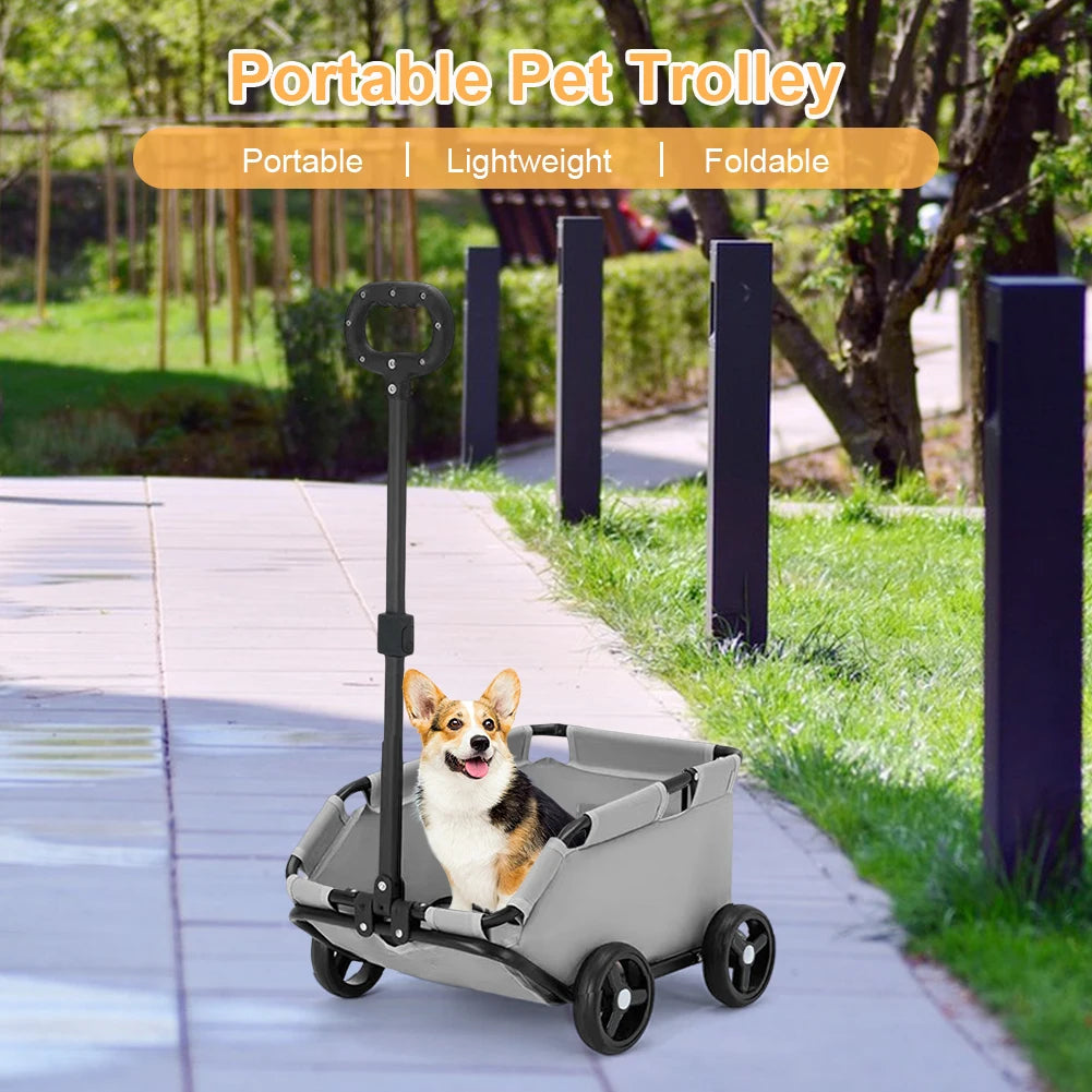 Stroller for Traveling , 4 Wheels,  
Dog Cat Teddy Cart
, Lightweight Folding Trolley for Travelling Shopping Walking
