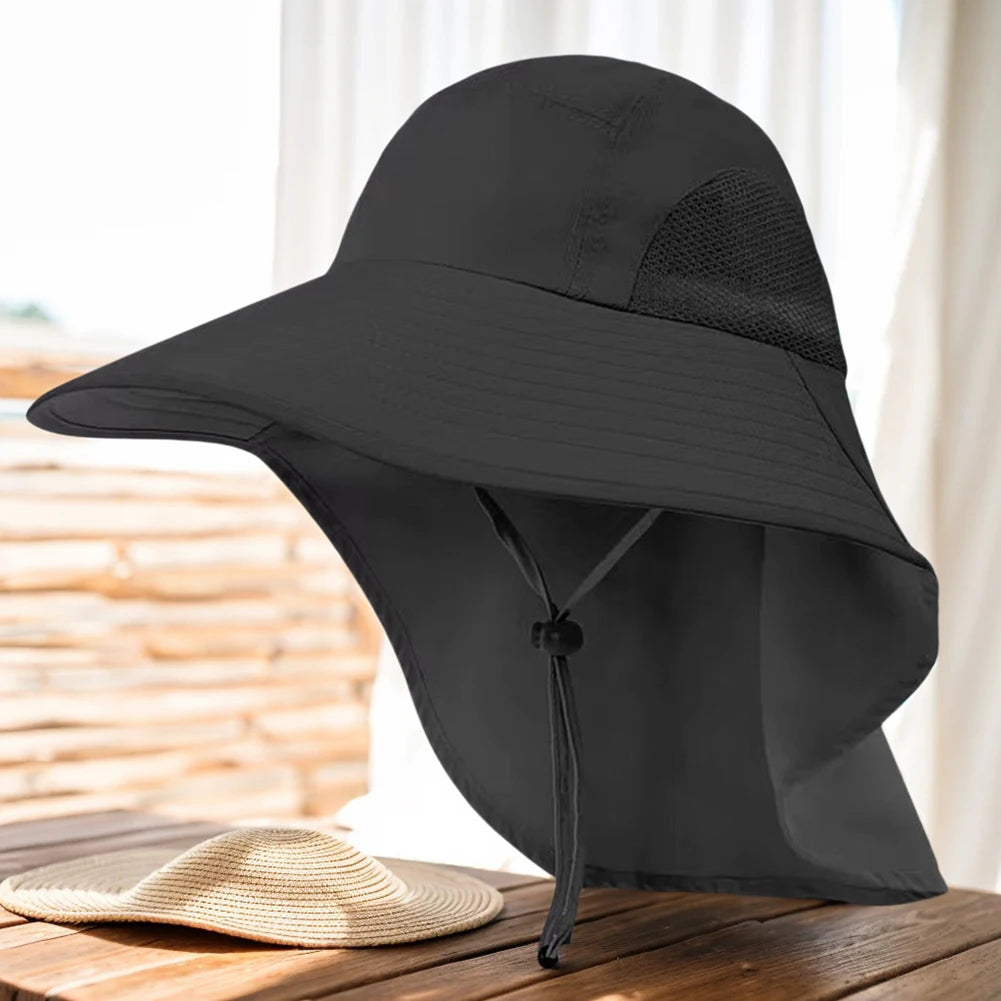Summer 12CM Large Brim Sun Hat . 
Men Women Breathable Fishing Cap
Sun UV Protection Mesh Fisherman Hiking, Beach