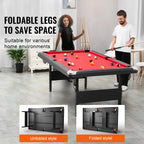 SucceBuy 6.3/7ft Billiard Table Pool Table Portable Foldable SpaceSaving Includes Balls Cues Chalks and Brush